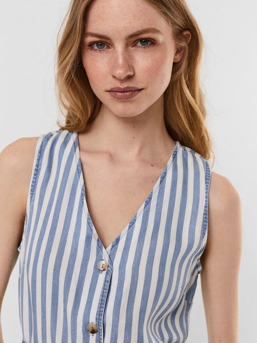 Vestido s/m corto tencel con rayas Vero Moda Light Blue & Sky Blue