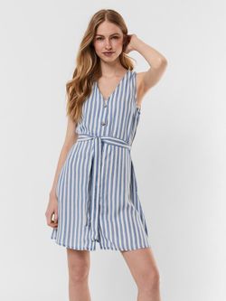 Vestido s/m corto tencel con rayas Vero Moda Light Blue & Sky Blue