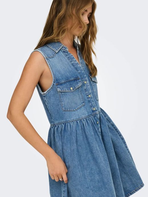Vestido s/m corto tejano Only Medium Blue