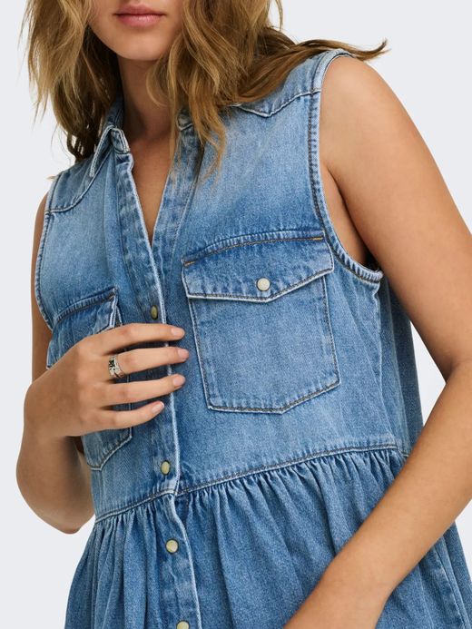 Vestido s/m corto tejano Only Medium Blue