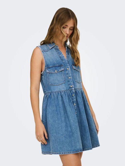 Vestido s/m corto tejano Only Medium Blue