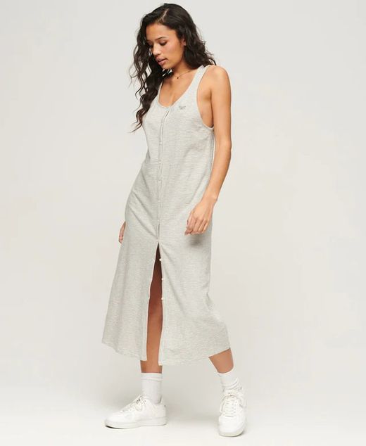 Vestido s/m largo con rayas Superdry Oatmeal