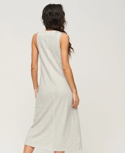 Vestido s/m largo con rayas Superdry Oatmeal
