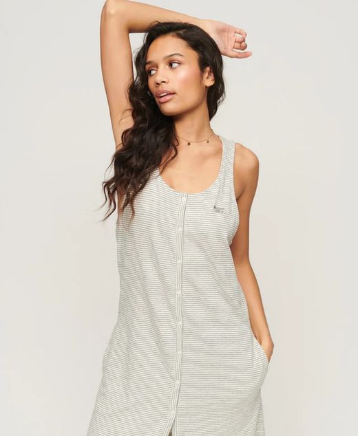 Vestido s/m largo con rayas Superdry Oatmeal