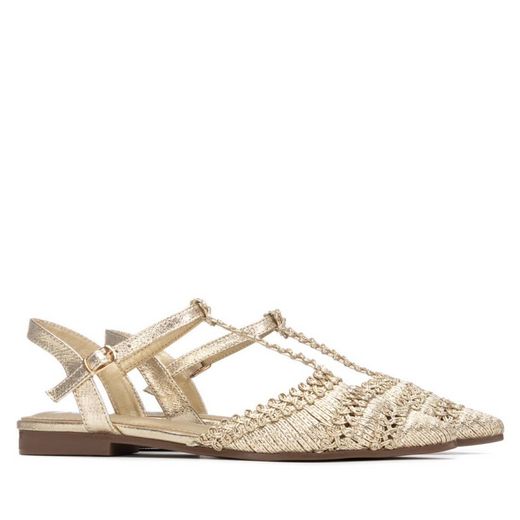 Zapato plano con calados metalizados Xti Oro