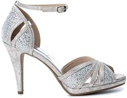 Zapato sra. tacón fino metalizado serpiente Xti Plata