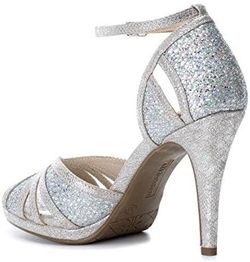 Zapato sra. tacón fino metalizado serpiente Xti Plata